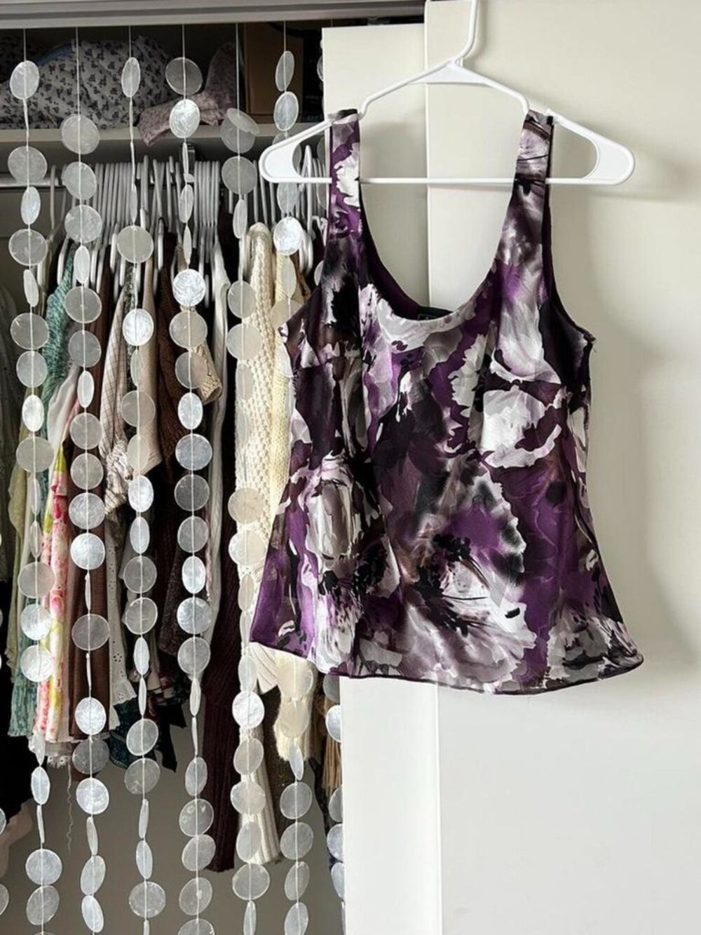 Purple floral silk top